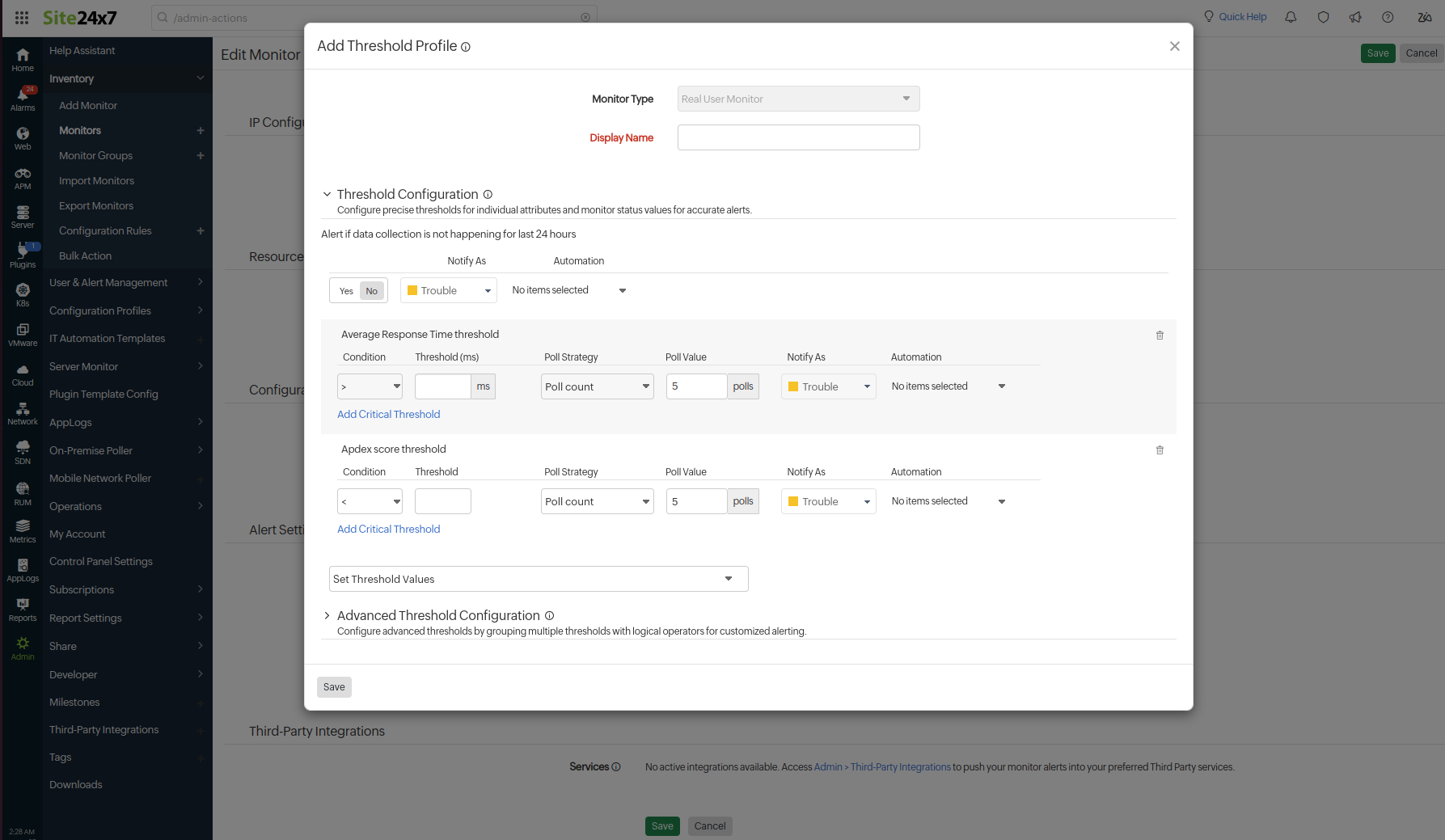 Add threshold profile