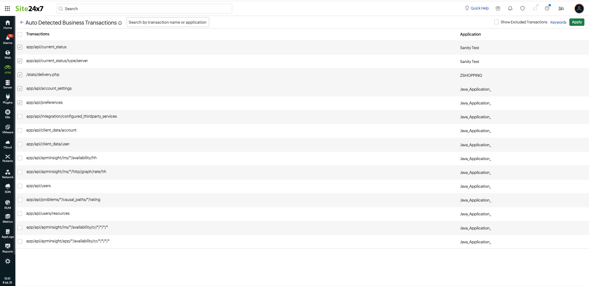 Detect Business Transactions