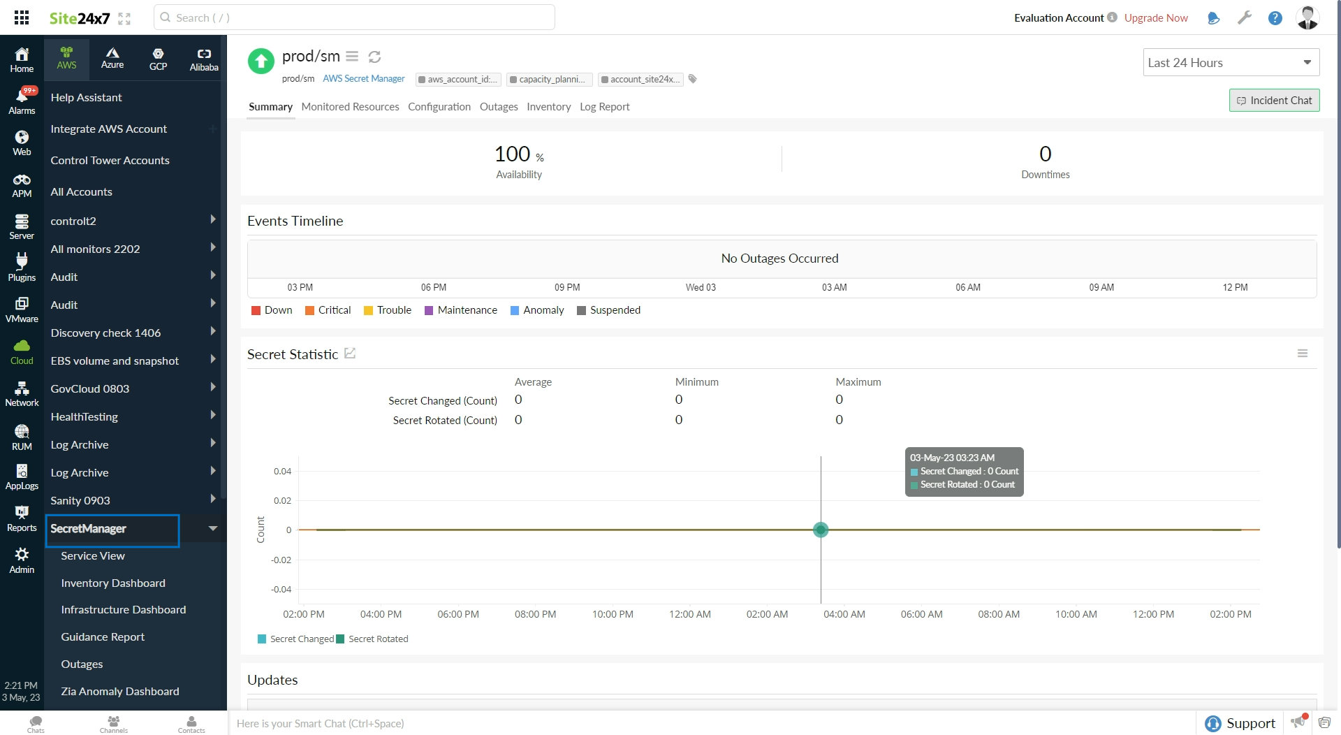 AWS Secrets Manager Integration Online Help Site24x7