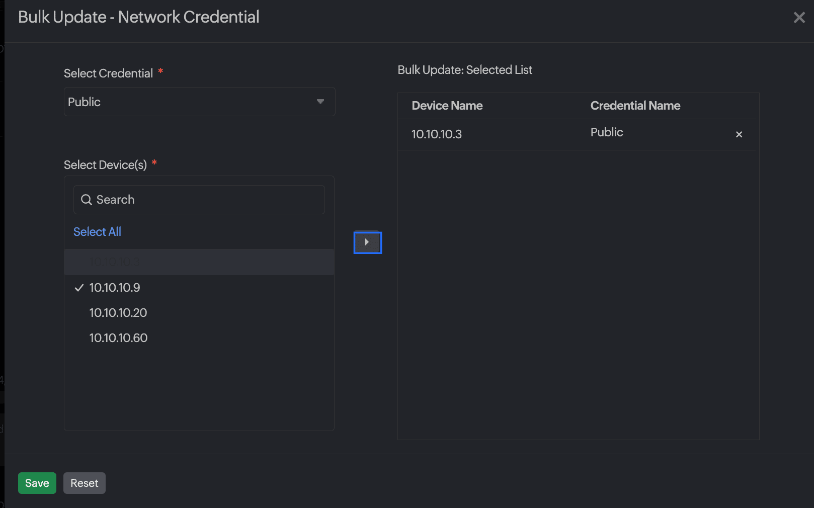 Bulk update network credential