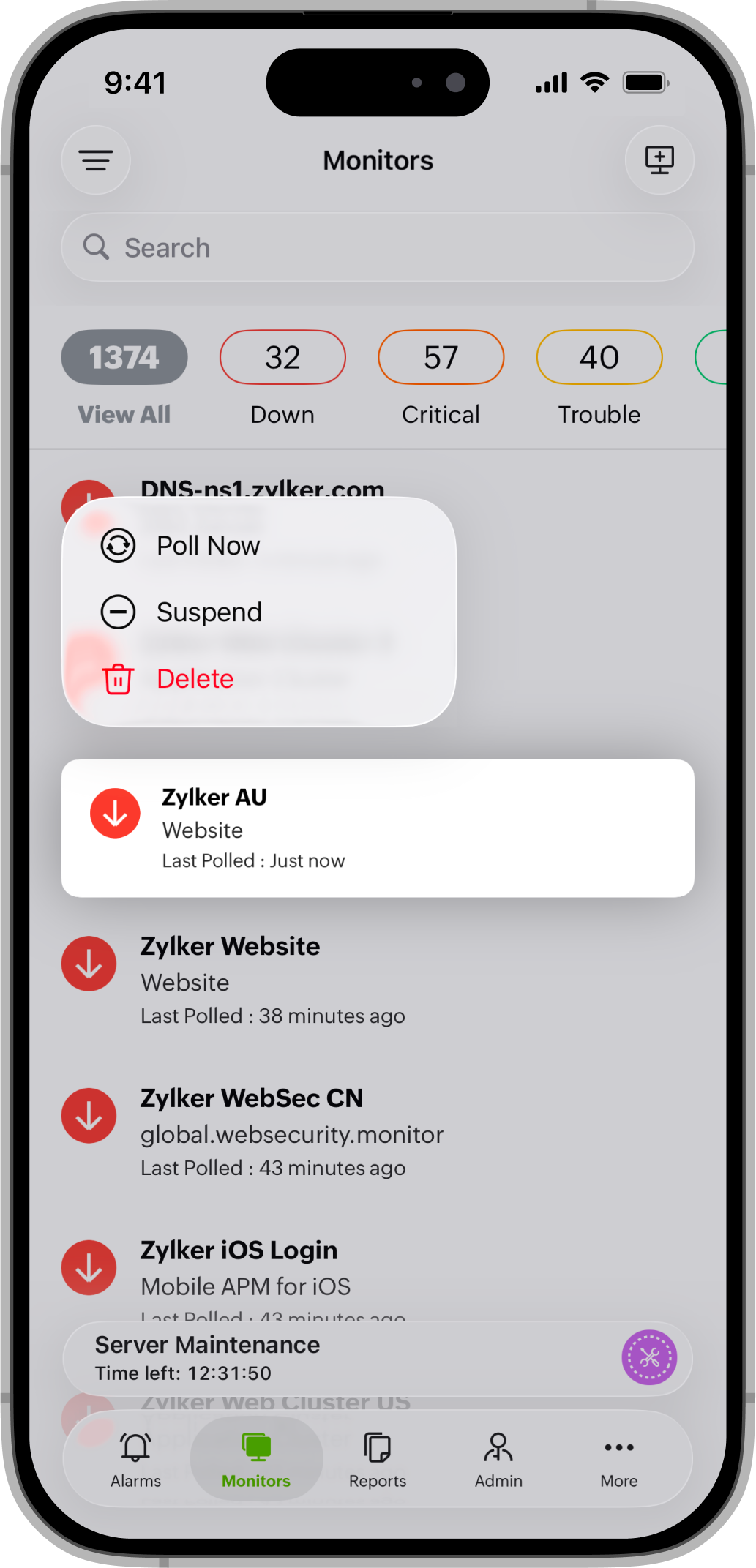 Monitor Options iOS Monitor Options iOS