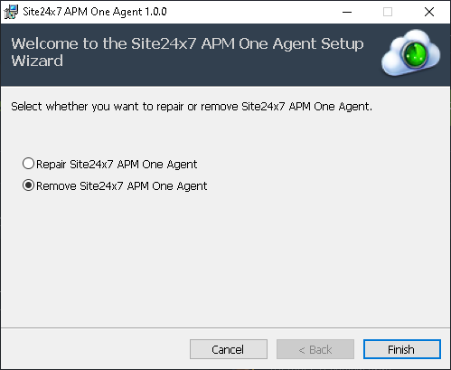 Uninstall APM Insight One Agent Online Help Site24x7