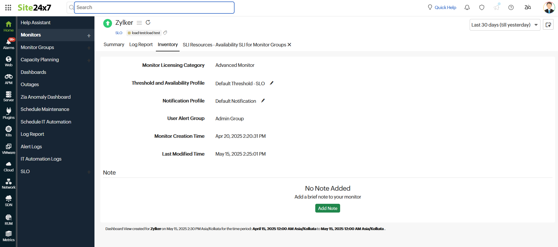 SLO Inventory SLO Inventory