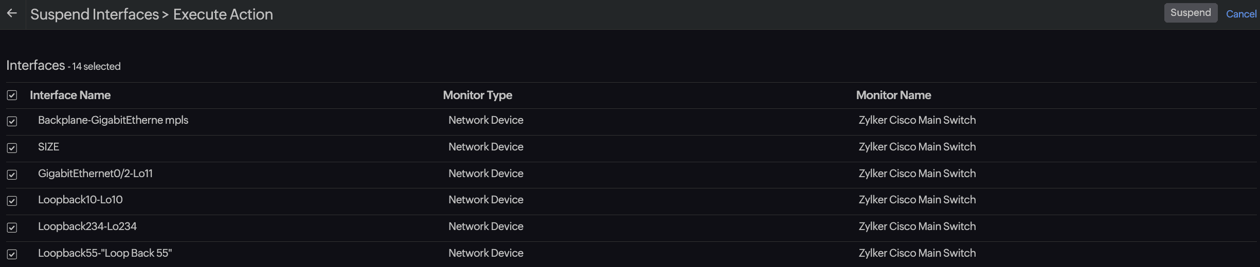 suspend interfaces bulk
