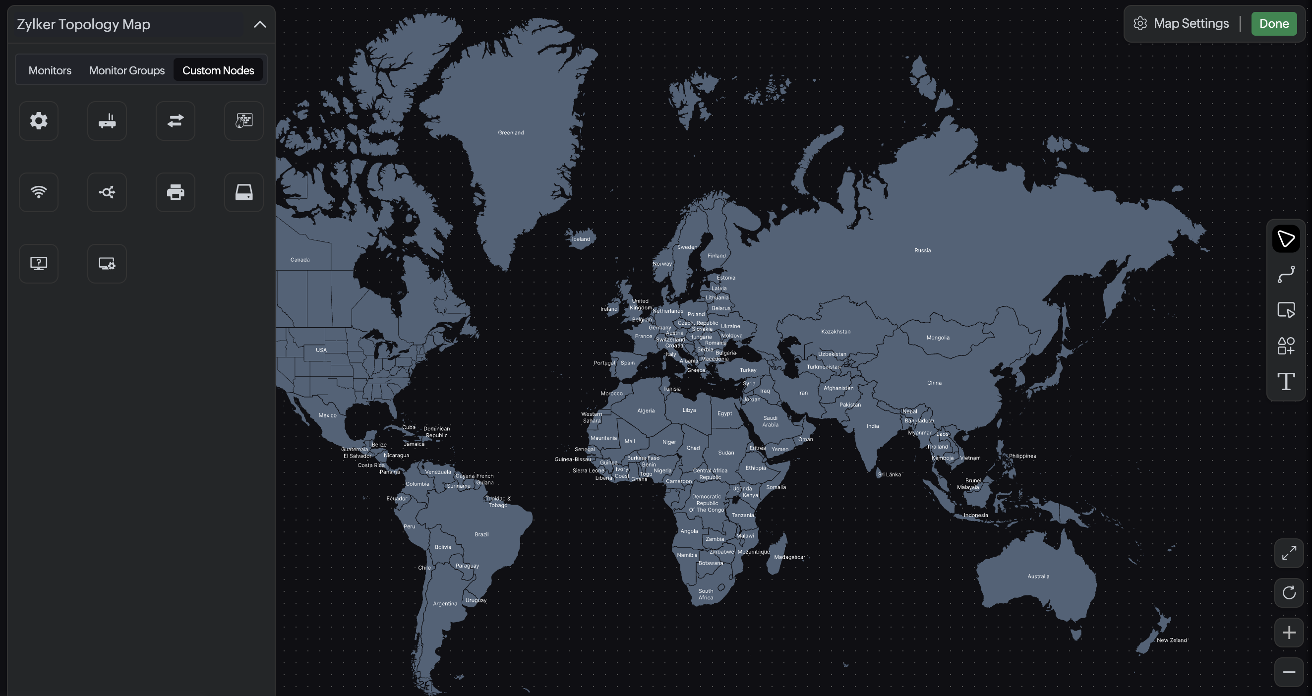 Topology map custom nodes