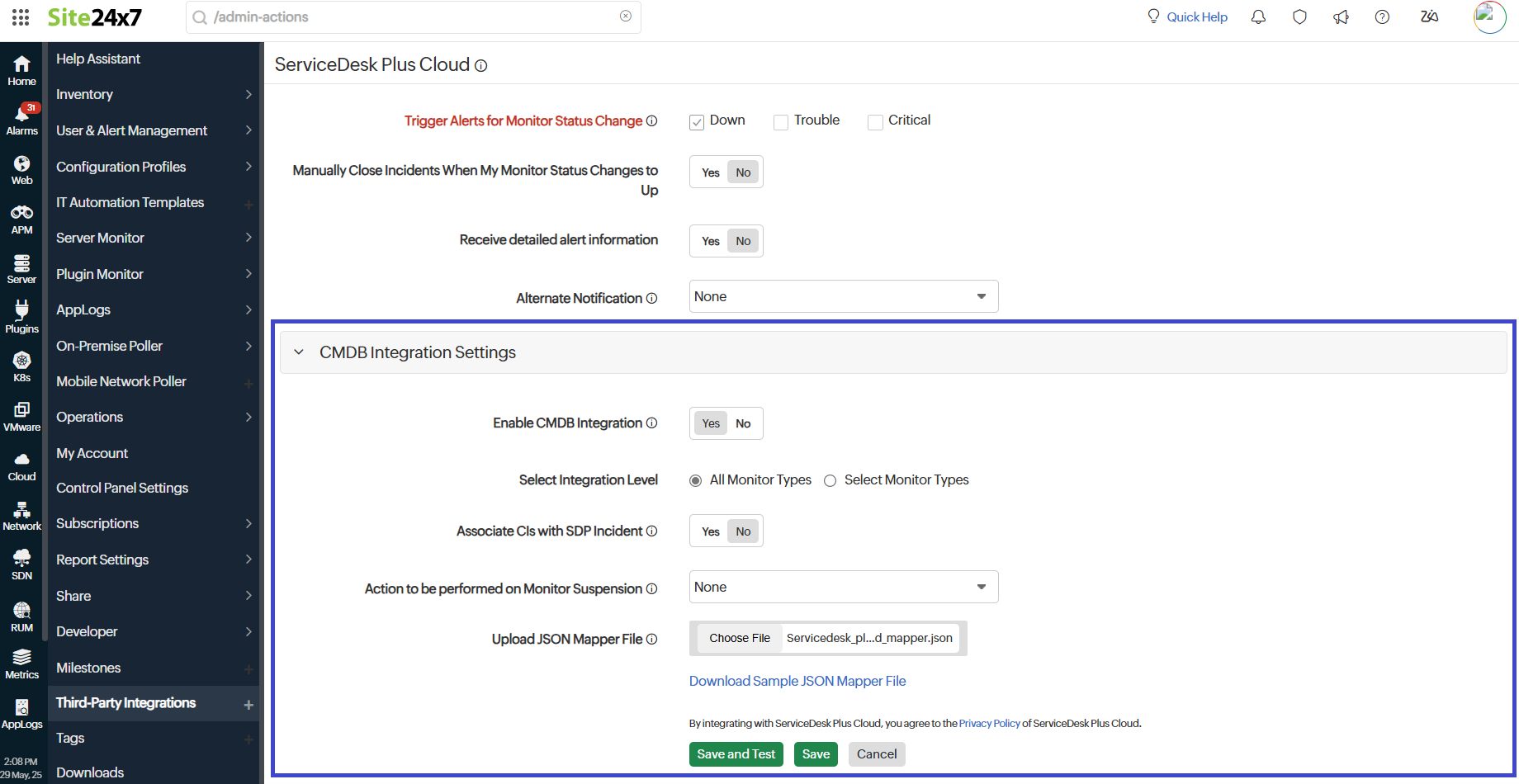 SDP CMDB settings SDP CMDB settings
