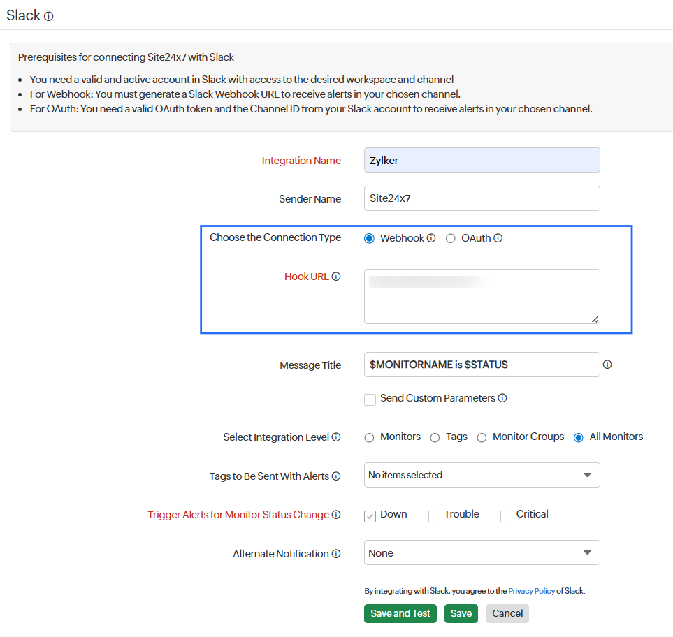 Slack Webhook Integration Slack Webhook Integration
