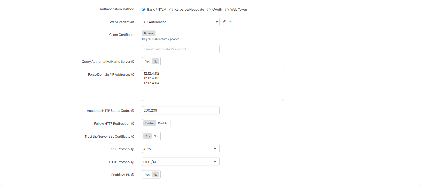 HTTP Configuration - Website